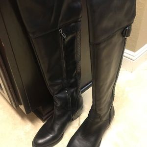 Vince Camuto Black Two Tone Over the Knee Boots